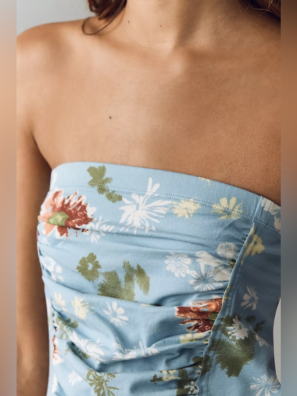 PILCRO Cotton Tube Top – Blue Pattern – Size S